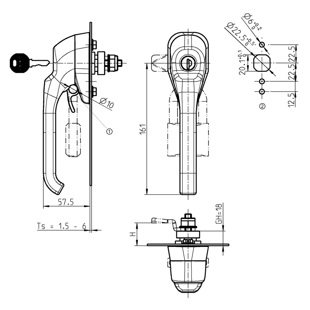 1091-U122 EMKA Heavy Duty Latch - Blank