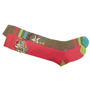 2 x Girls Kids Knee High Thermal Winter Warm Long Wellington Socks (FANTASY)