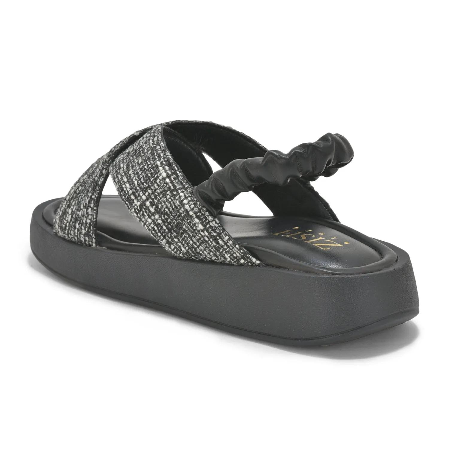 Black Tweed  Criss-Cross Sandals