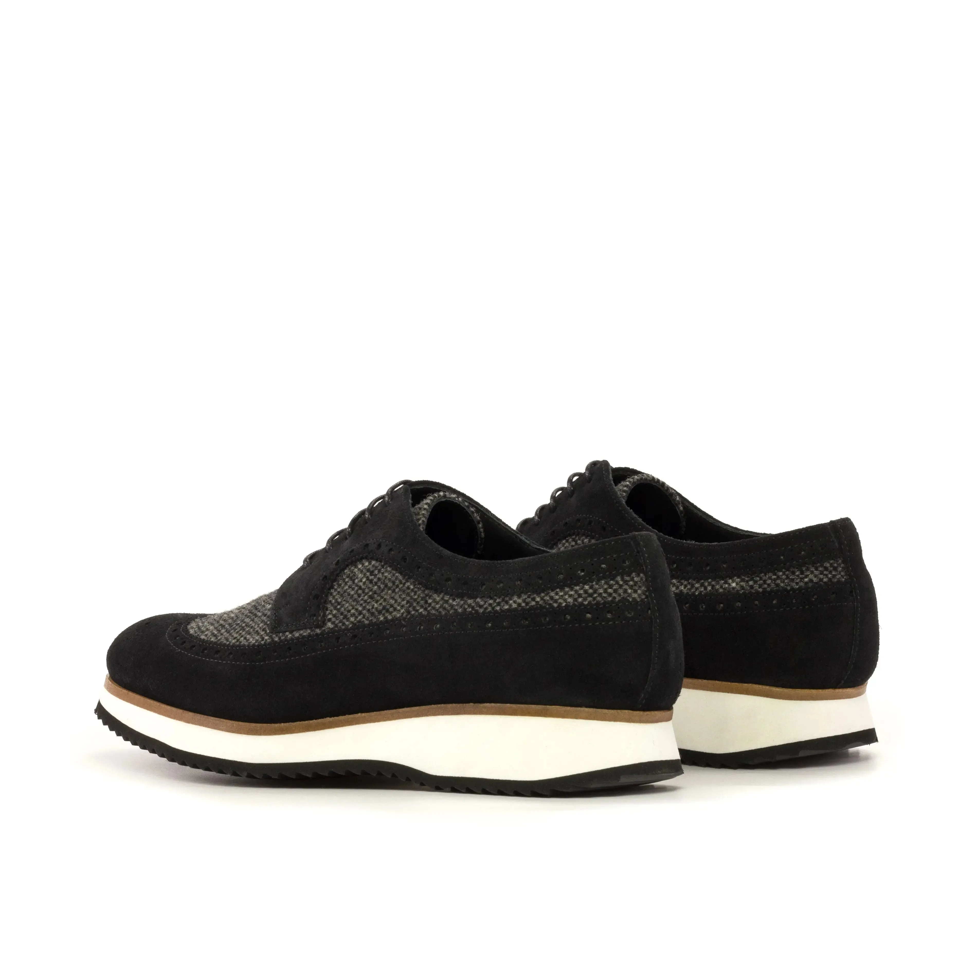 DapperFam Zephyr in Black / Nailhead Men's Sartorial & Lux Suede Longwing Blucher