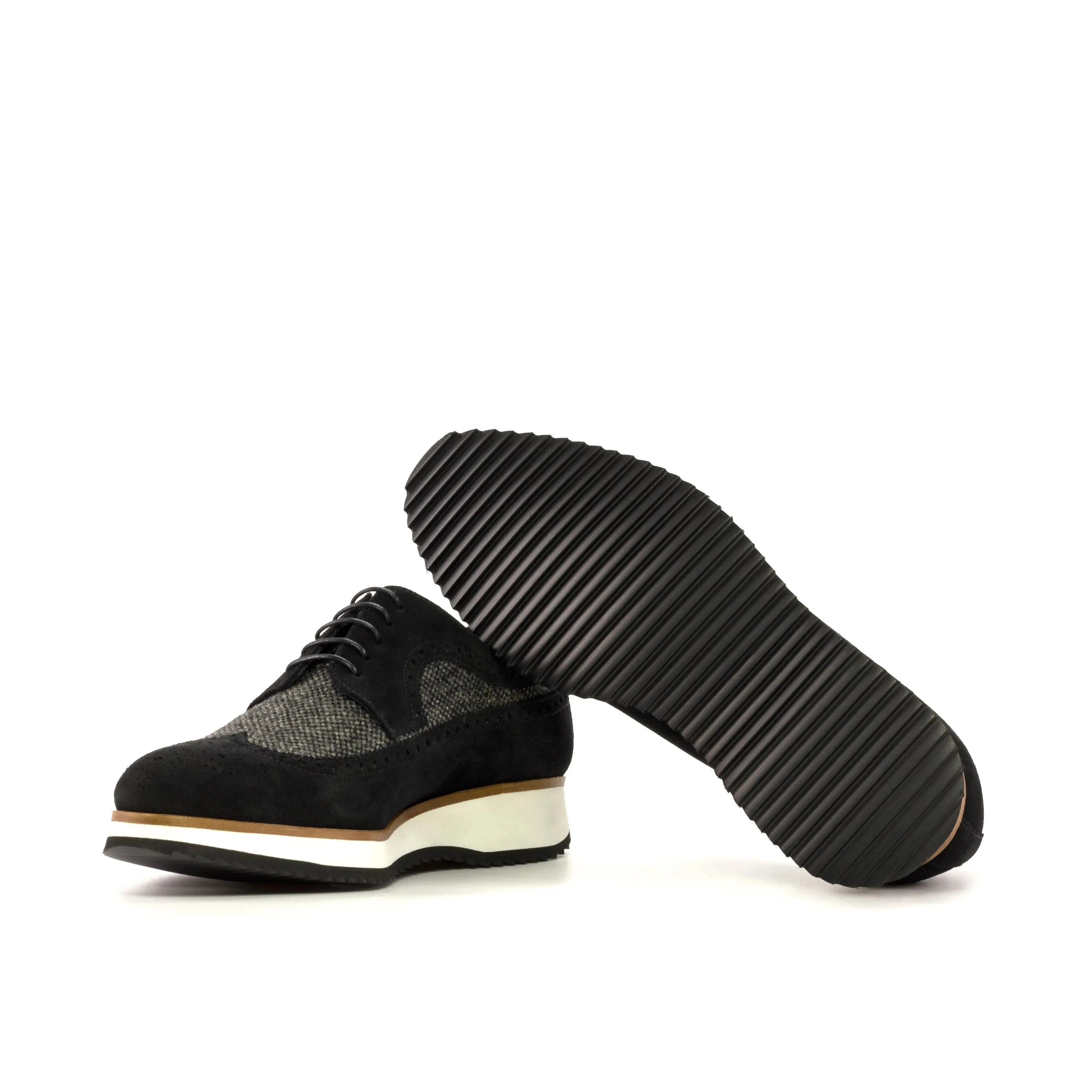 DapperFam Zephyr in Black / Nailhead Men's Sartorial & Lux Suede Longwing Blucher