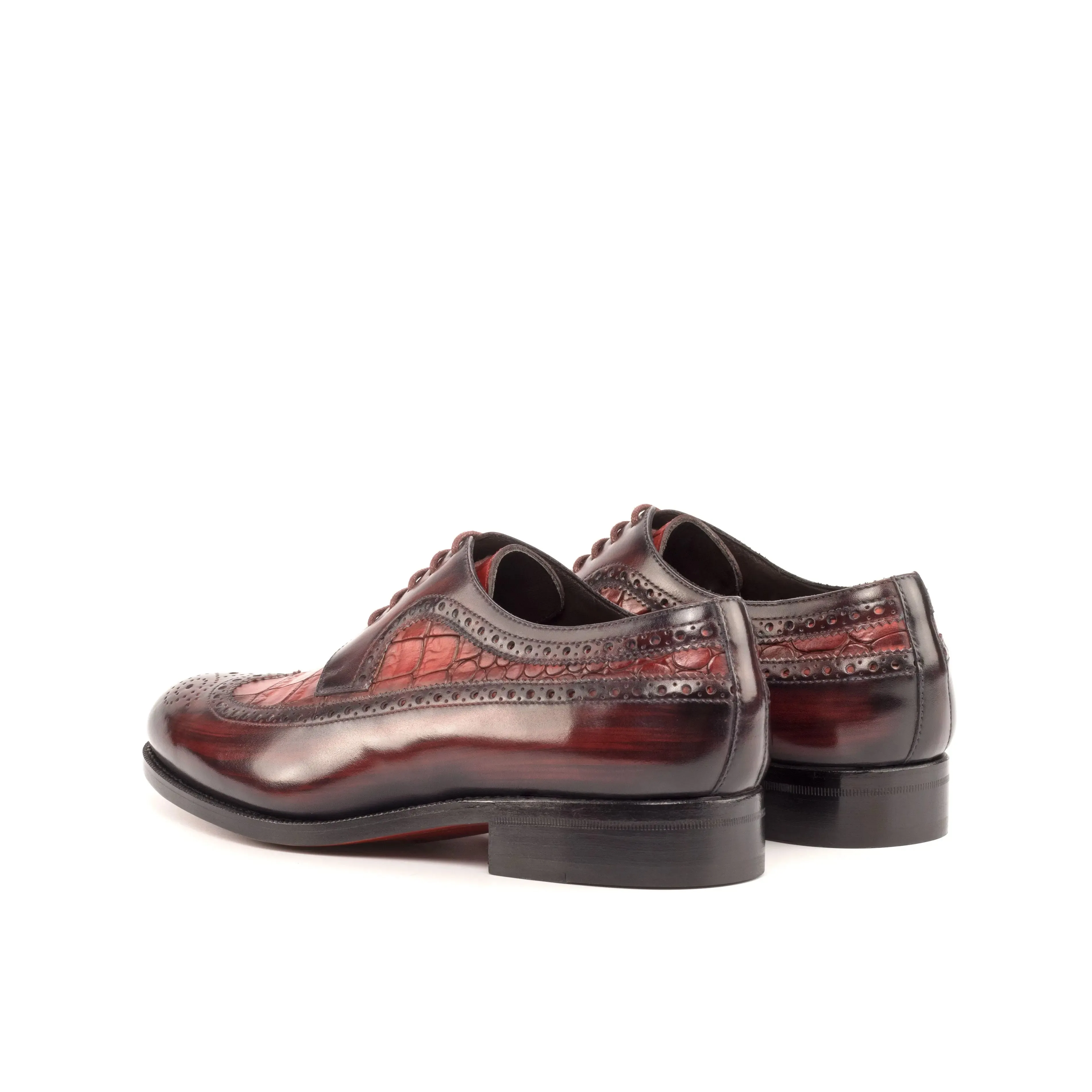 DapperFam Zephyr in Burgundy / Red Men's Hand-Painted Patina Longwing Blucher