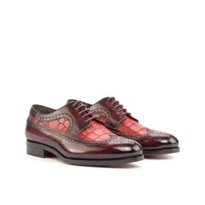DapperFam Zephyr in Burgundy / Red Men's Hand-Painted Patina Longwing Blucher