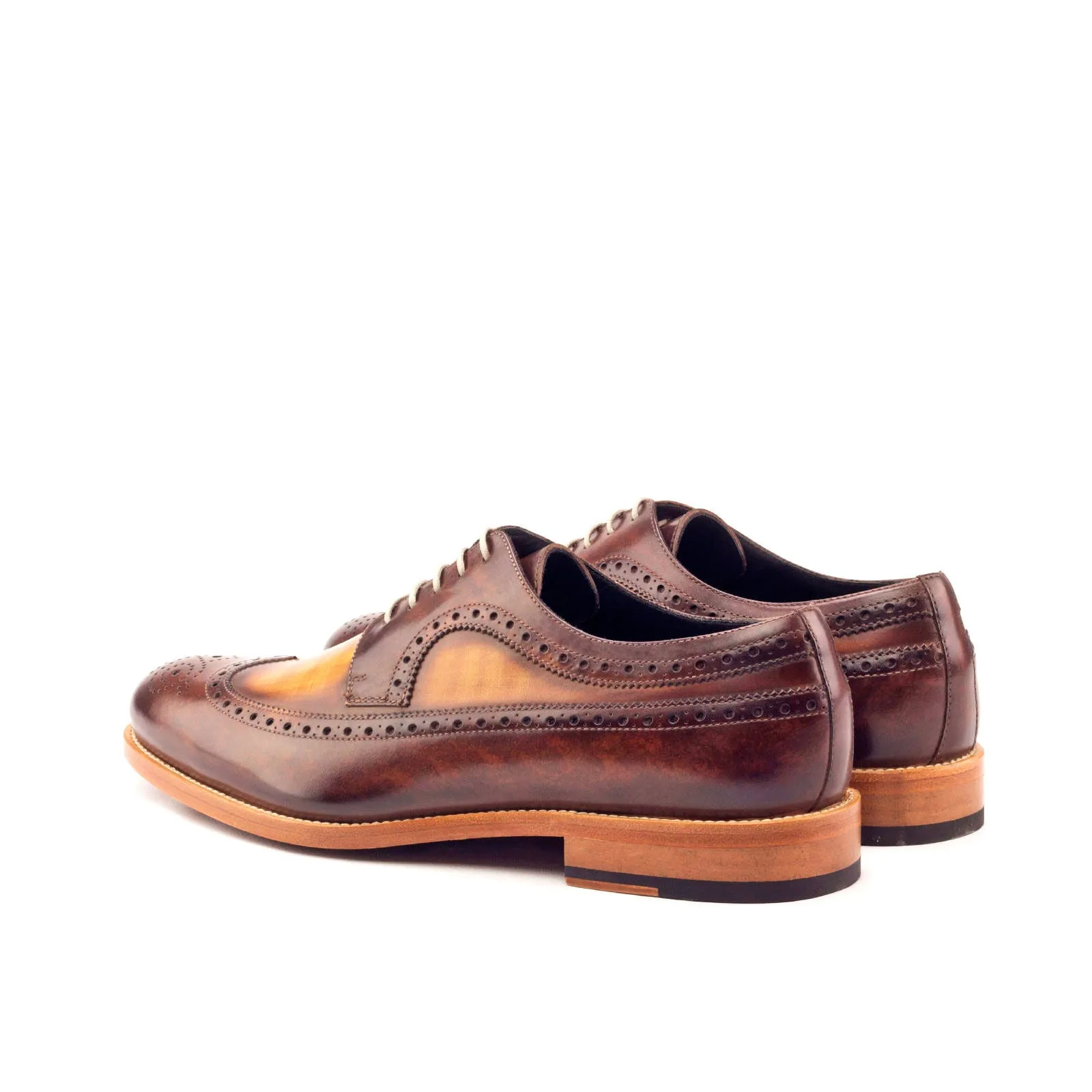 DapperFam Zephyr in Cognac / Brown Men's Hand-Painted Patina Longwing Blucher