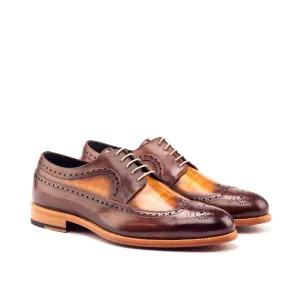 DapperFam Zephyr in Cognac / Brown Men's Hand-Painted Patina Longwing Blucher