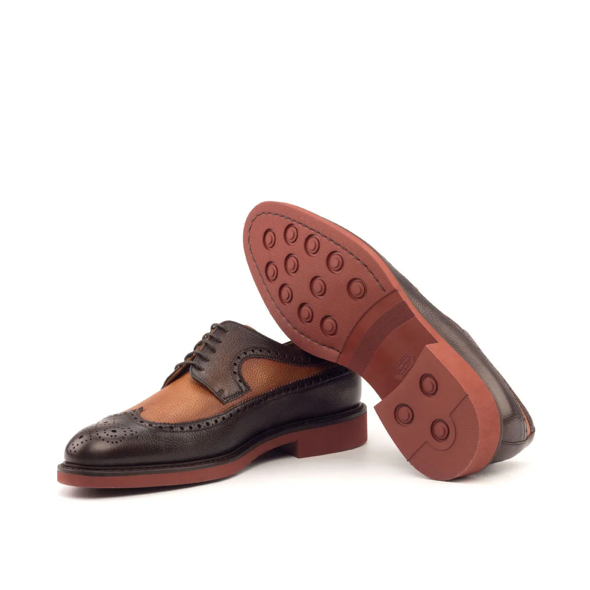 DapperFam Zephyr in Cognac / Dark Brown Men's Italian Full Grain Leather Longwing Blucher