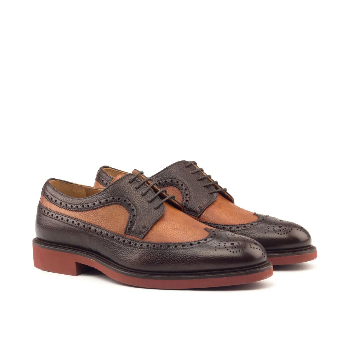 DapperFam Zephyr in Cognac / Dark Brown Men's Italian Full Grain Leather Longwing Blucher