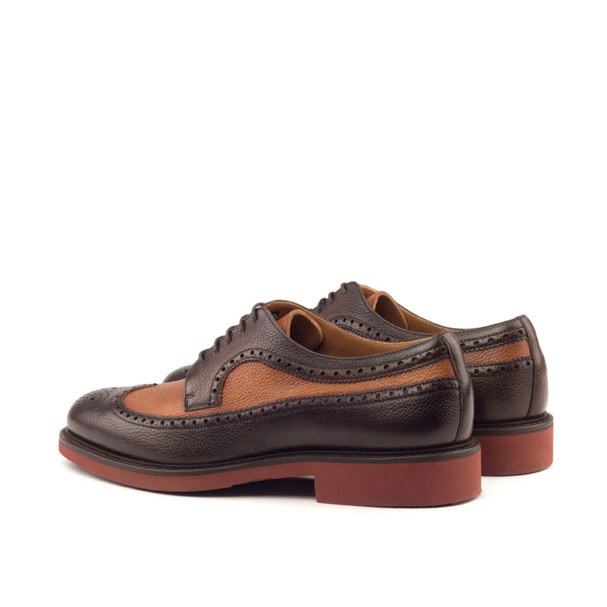 DapperFam Zephyr in Cognac / Dark Brown Men's Italian Full Grain Leather Longwing Blucher