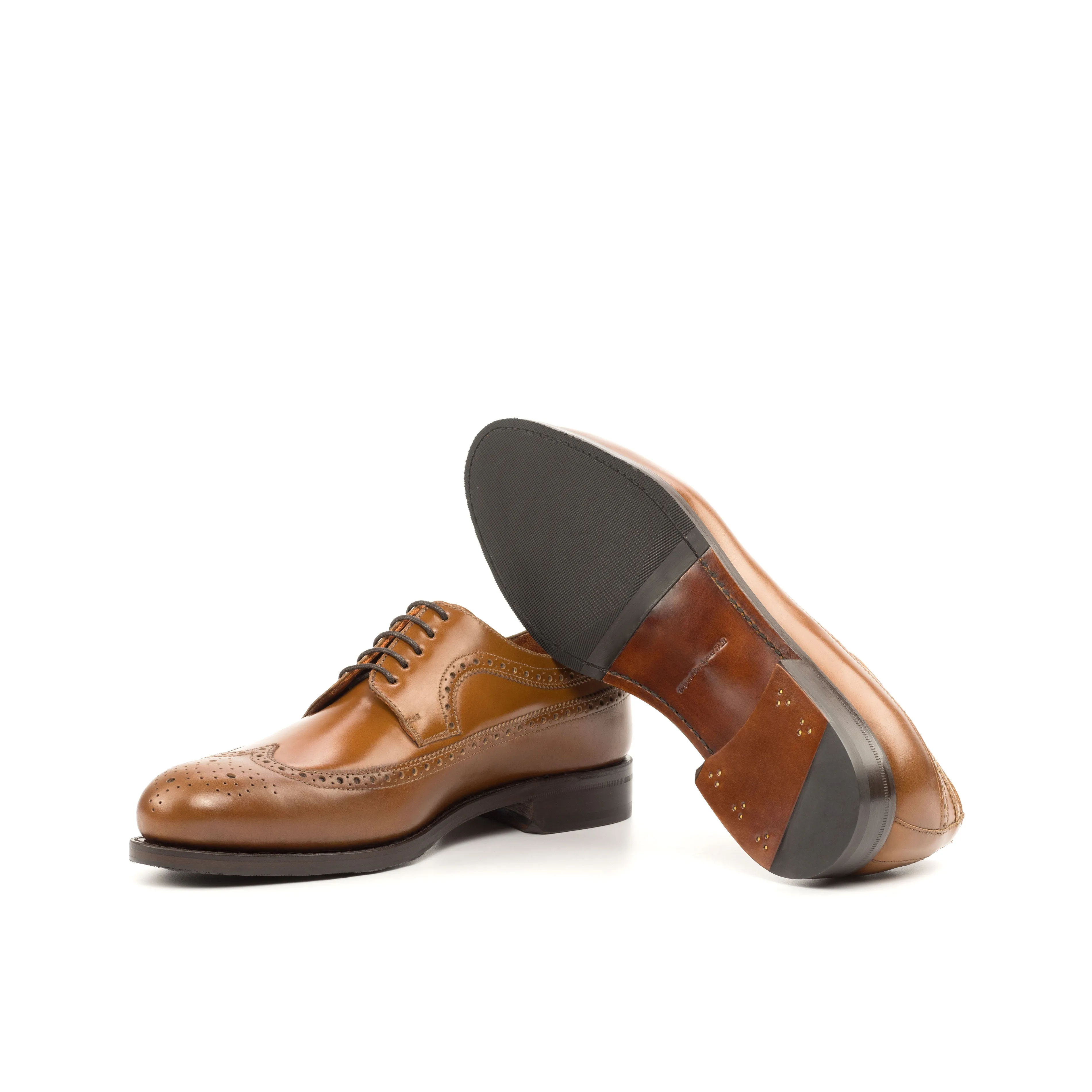 DapperFam Zephyr in Cognac Men's Italian Cordovan Leather Longwing Blucher