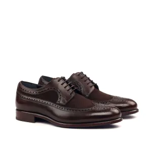 DapperFam Zephyr in Dark Brown / Brown Men's Italian Leather & Italian Suede Longwing Blucher