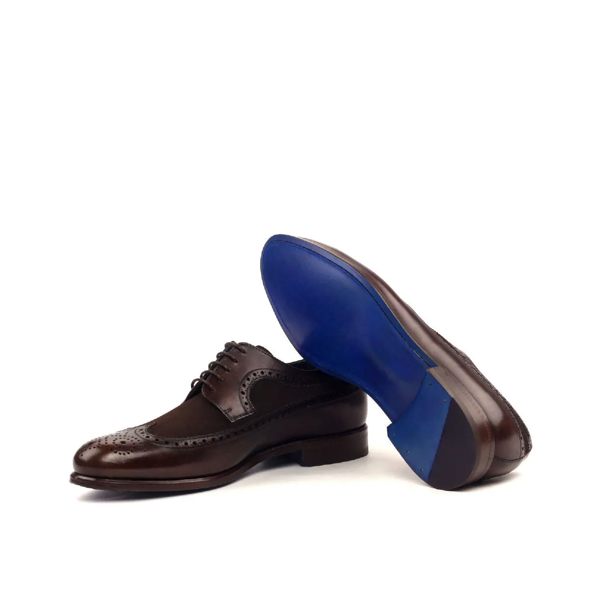 DapperFam Zephyr in Dark Brown / Brown Men's Italian Leather & Italian Suede Longwing Blucher