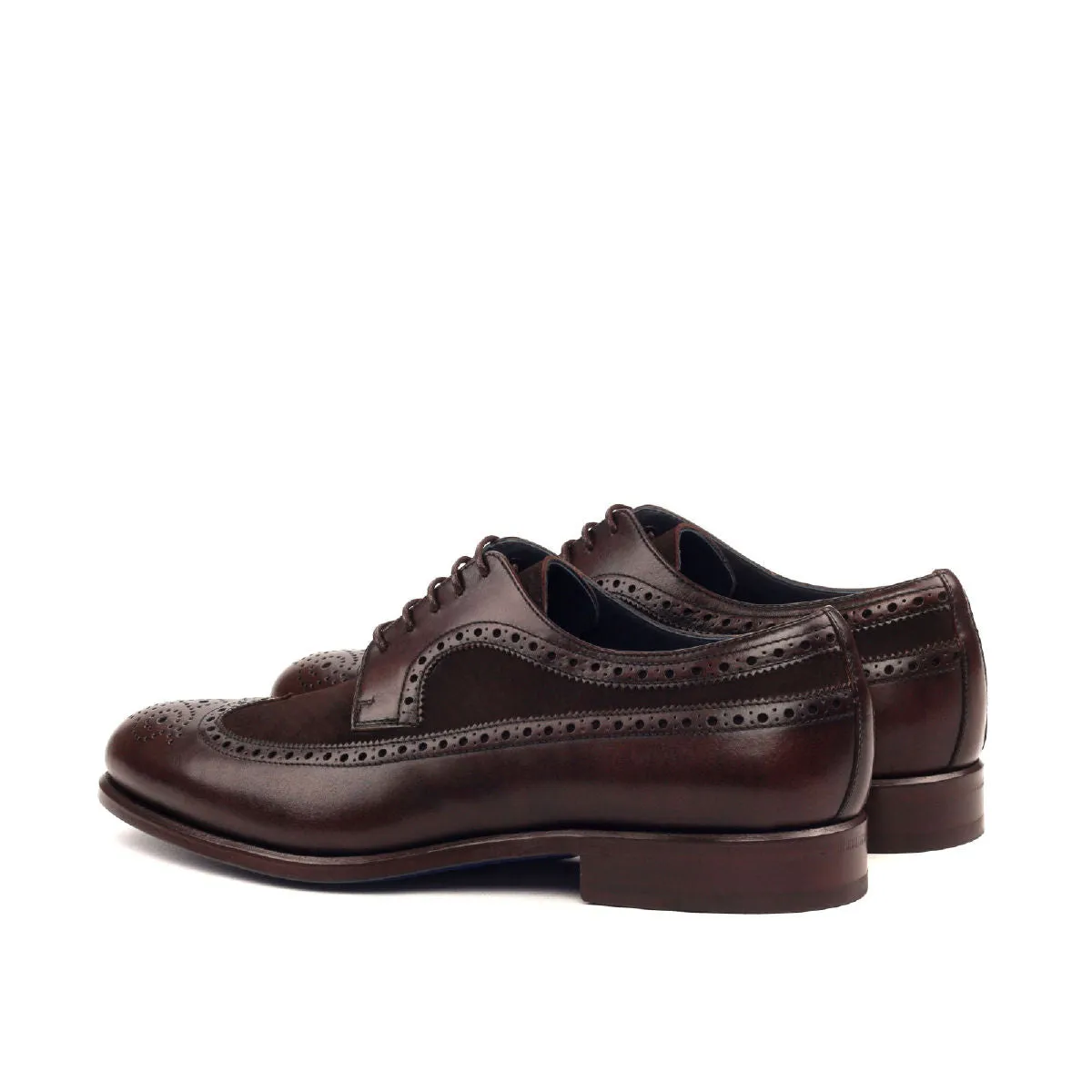 DapperFam Zephyr in Dark Brown / Brown Men's Italian Leather & Italian Suede Longwing Blucher