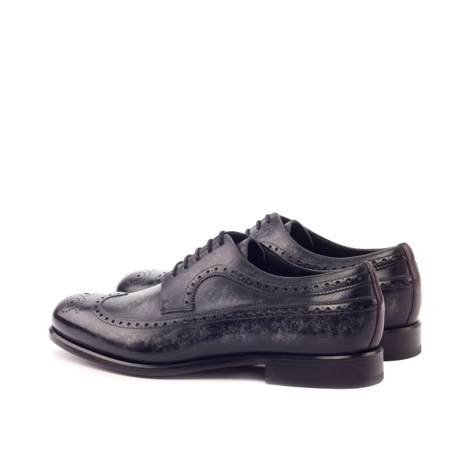 DapperFam Zephyr in Grey / Red Men's Hand-Painted Patina & Italian Leather Longwing Blucher