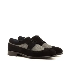 DapperFam Zephyr in Light Grey / Black Men's Flannel & Lux Suede Longwing Blucher