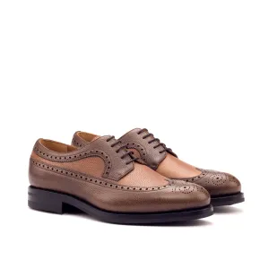 DapperFam Zephyr in Med Brown / Dark Brown Men's Italian Full Grain Leather Longwing Blucher