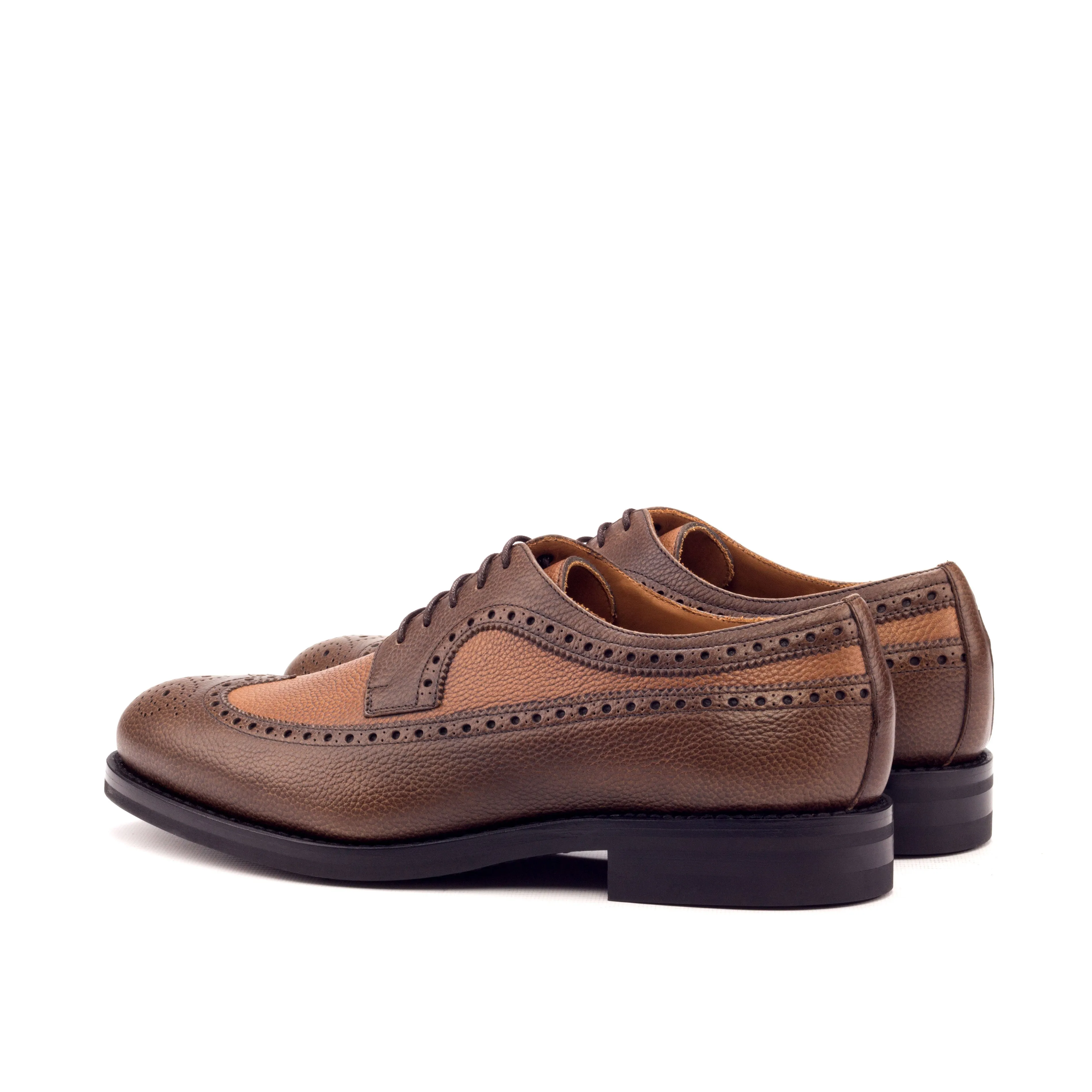 DapperFam Zephyr in Med Brown / Dark Brown Men's Italian Full Grain Leather Longwing Blucher