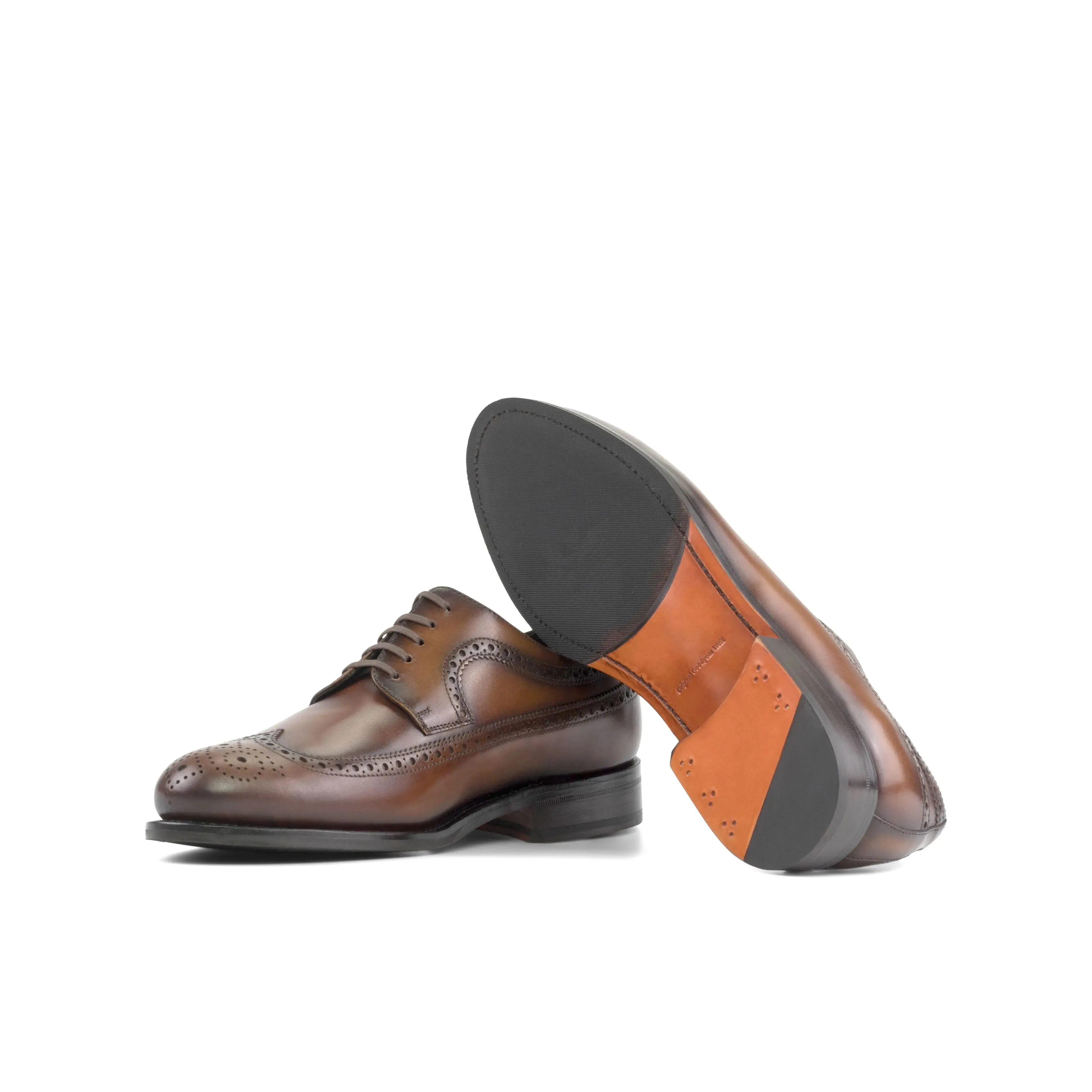 DapperFam Zephyr in Med Brown Men's Italian Leather Longwing Blucher