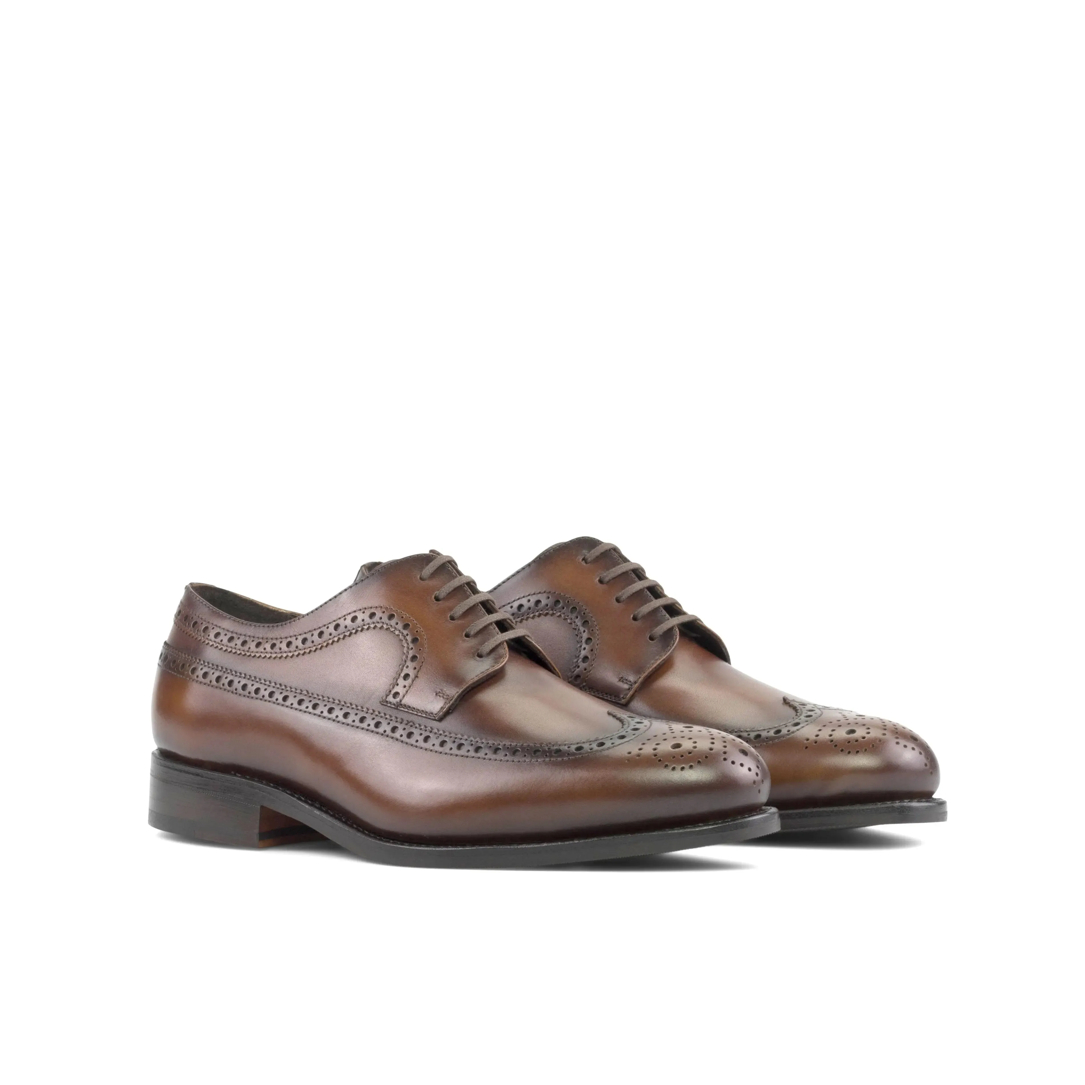 DapperFam Zephyr in Med Brown Men's Italian Leather Longwing Blucher