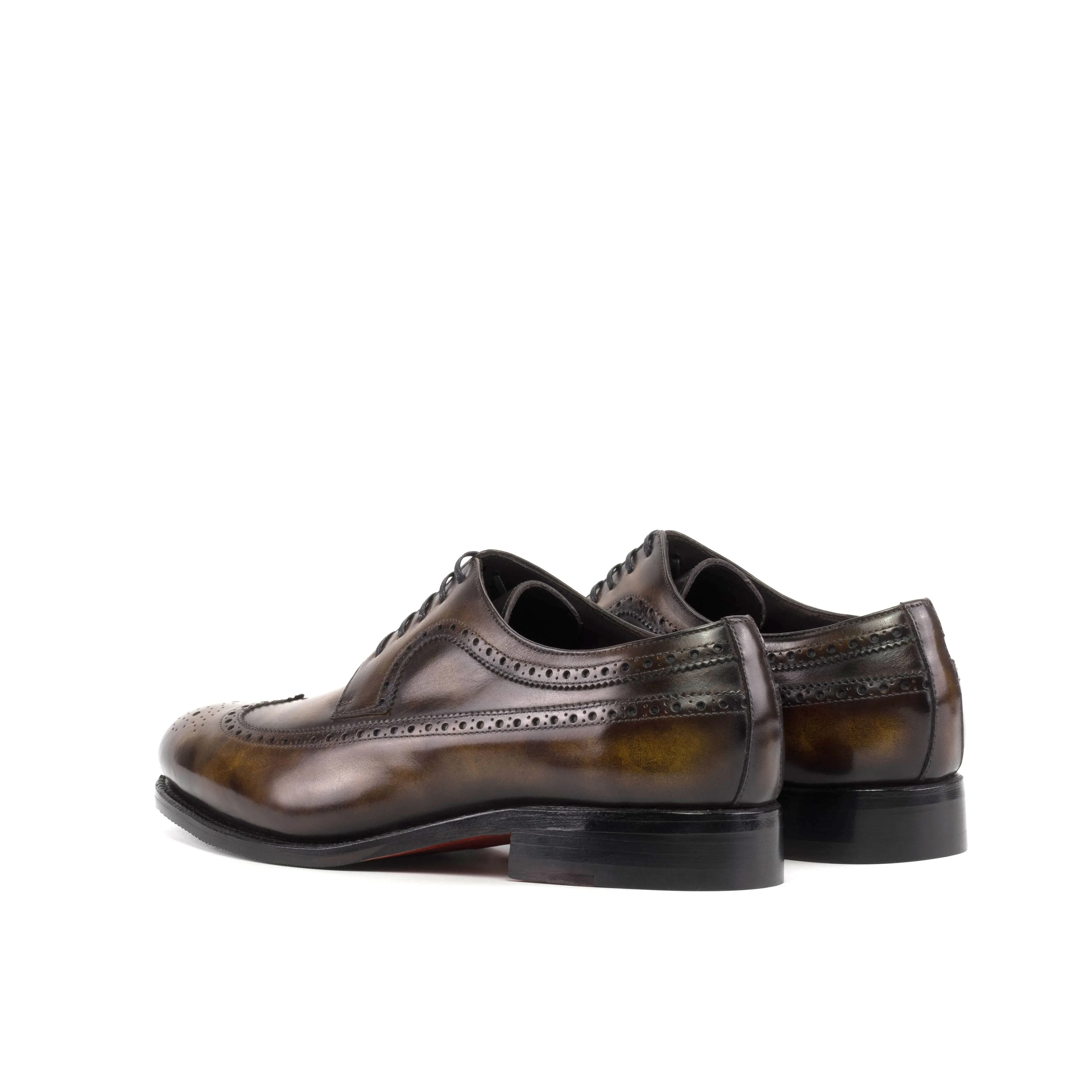 DapperFam Zephyr in Tobacco Men's Hand-Painted Patina Longwing Blucher