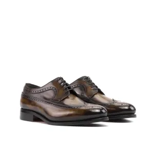 DapperFam Zephyr in Tobacco Men's Hand-Painted Patina Longwing Blucher