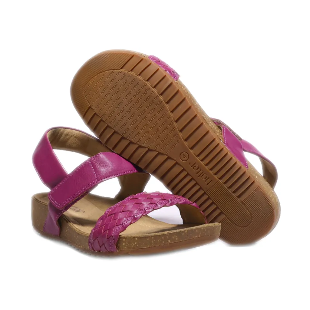 Hotter Flat Sandals Leather Purple Colour For Women