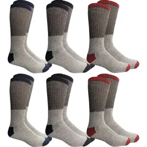 Insulated Thermal Cotton Cold Weather Crew Socks for Men or Women -6_Pack-Women