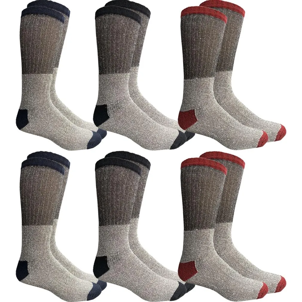 Insulated Thermal Cotton Cold Weather Crew Socks for Men or Women -6_Pack-Women