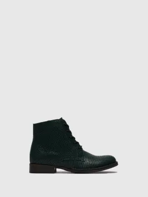 Lace-up Ankle Boots ROOT045FLY CROCO GREEN FOREST