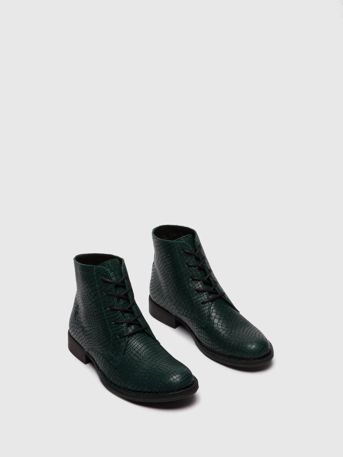 Lace-up Ankle Boots ROOT045FLY CROCO GREEN FOREST