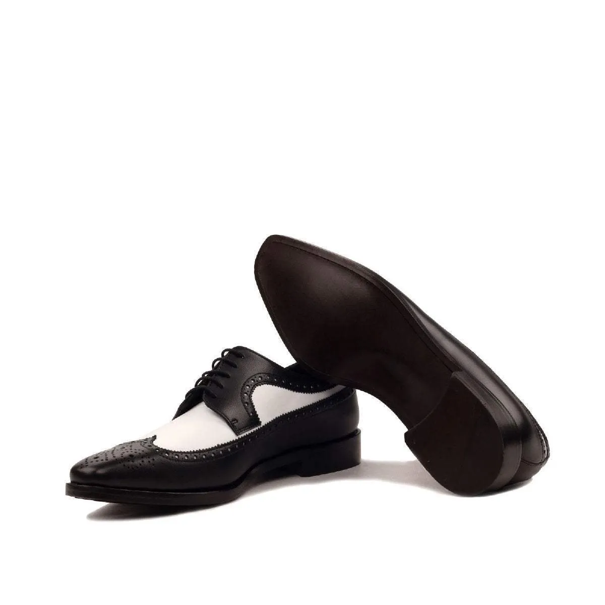 Longwing Blucher-Box Calf, White, Black-Wholesale
