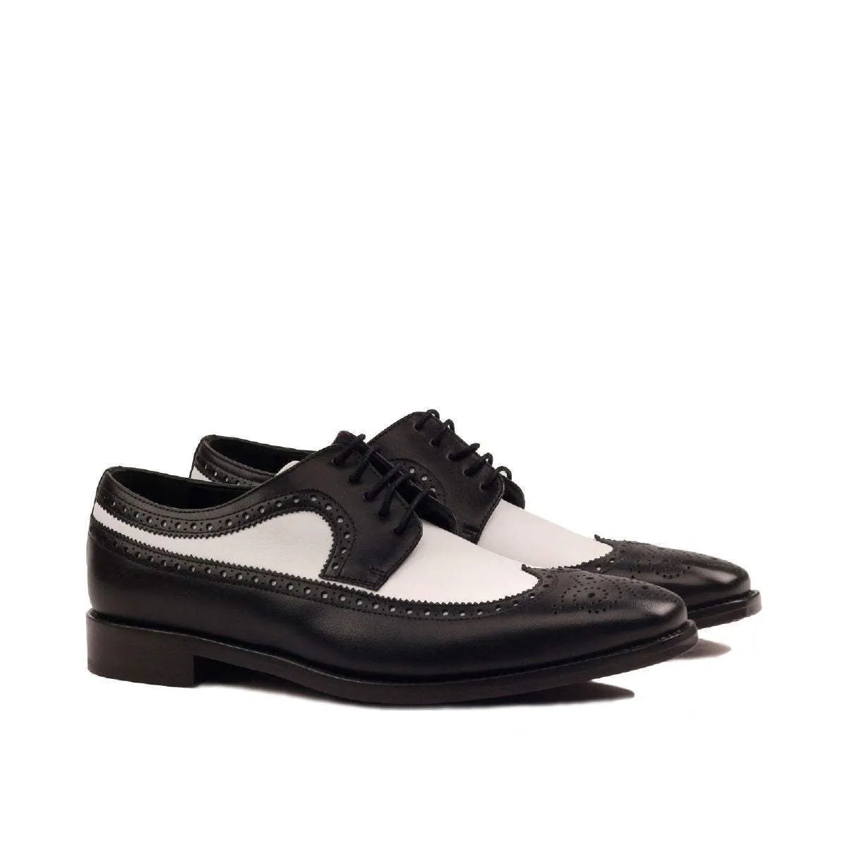 Longwing Blucher-Box Calf, White, Black-Wholesale