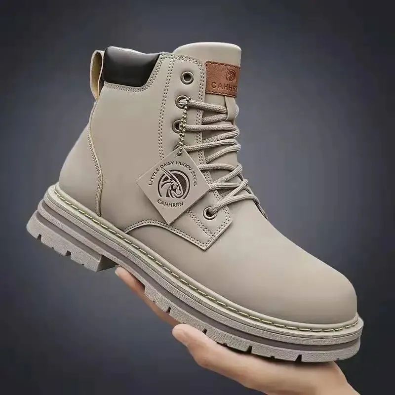Men's Classic Lace Up Vegan Leather Boots with Design | Eco-Friendly for All Seasons