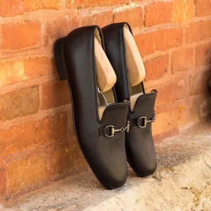 Men's Wellington Leather Slippers Wide Plus Size Black 3483