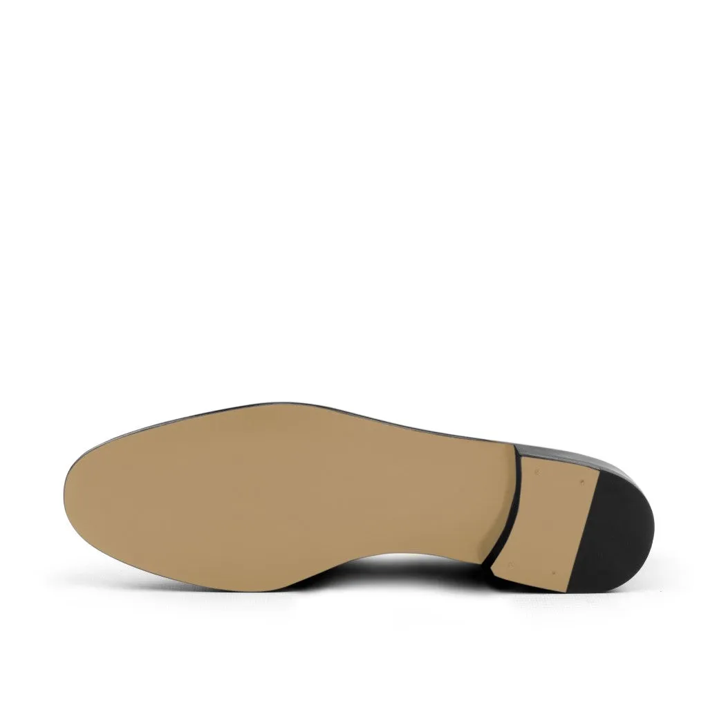 Men's Wellington Leather Slippers Wide Plus Size Black 3483