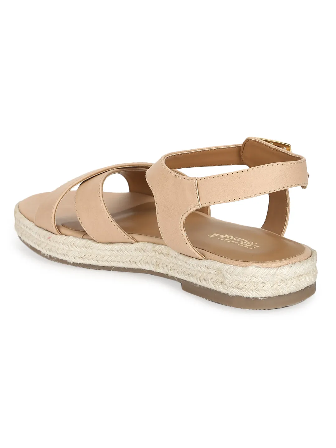 Natural Nude PU Criss Cross Straps Jute Sandals (TC-RLST11-NAT)