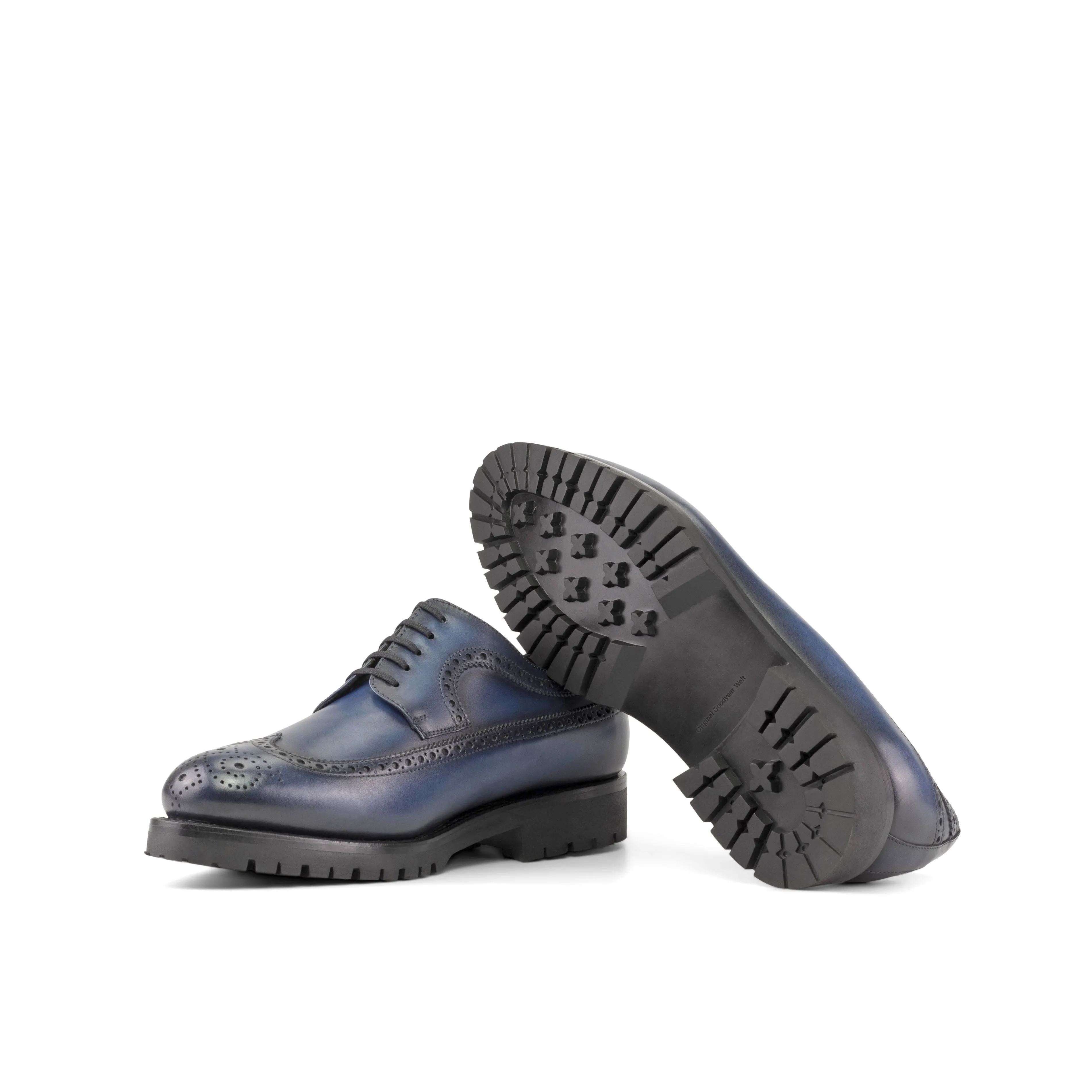 Navy Blue Longwing Blucher Chunky Shoes