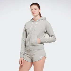 Reebok Identity Small Logo French Terryzip-Up Hoodie Medium Grey Heather