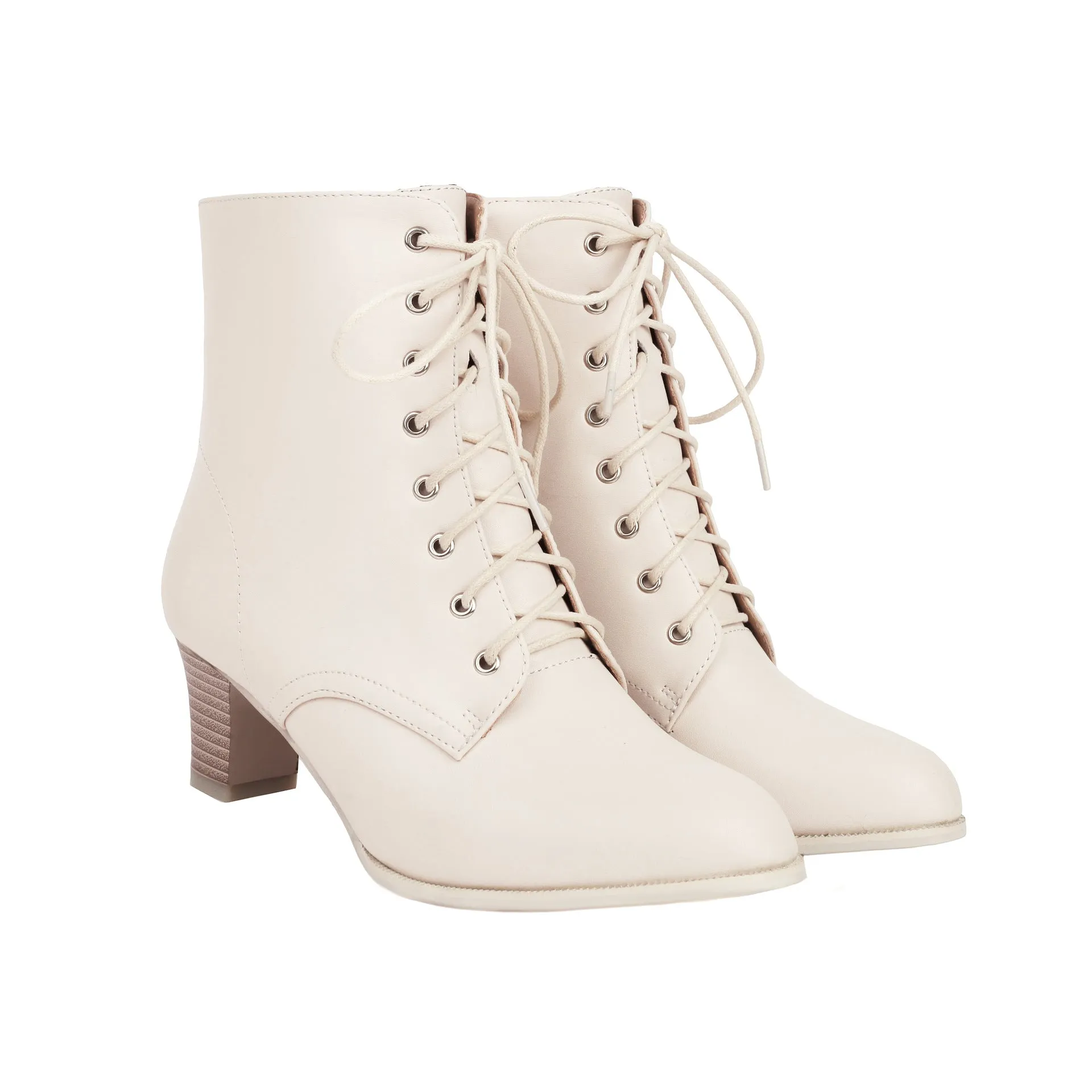 Stacked heel lace-up booties vintage Victorian boots