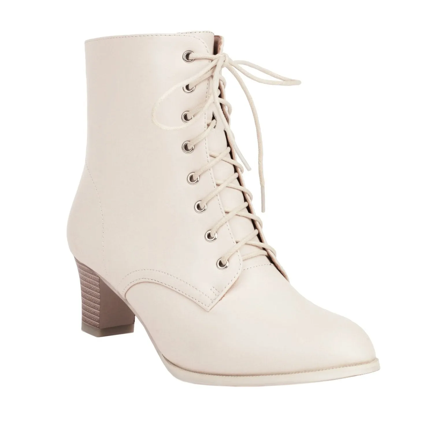 Stacked heel lace-up booties vintage Victorian boots