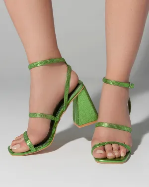 Strass Ankle Strap - Sandals - Green