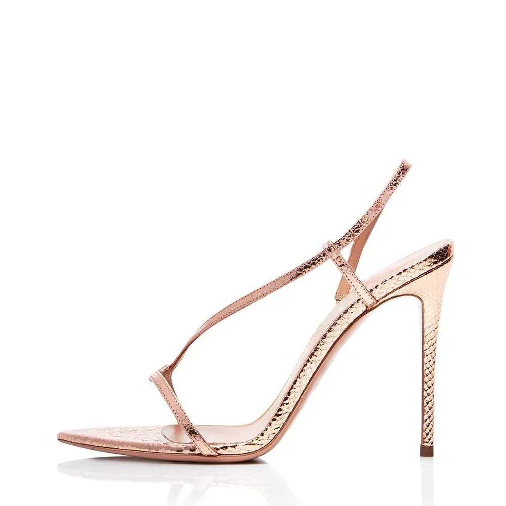 Trend4us Women's Metallic Cross Strap Stiletto Slingback Sandals