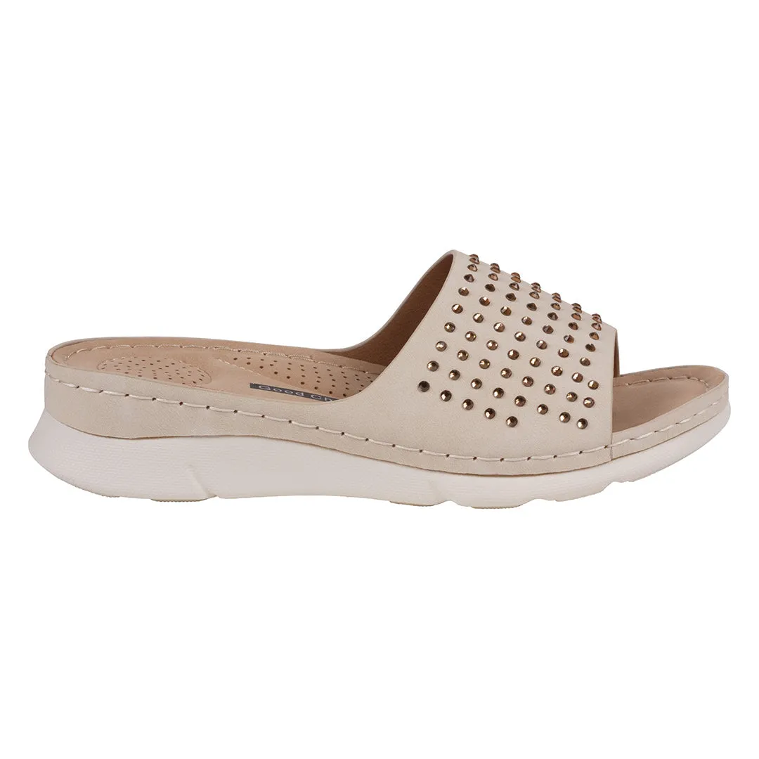 Women's Julie Gold Embellished Flat Comfort Sandals